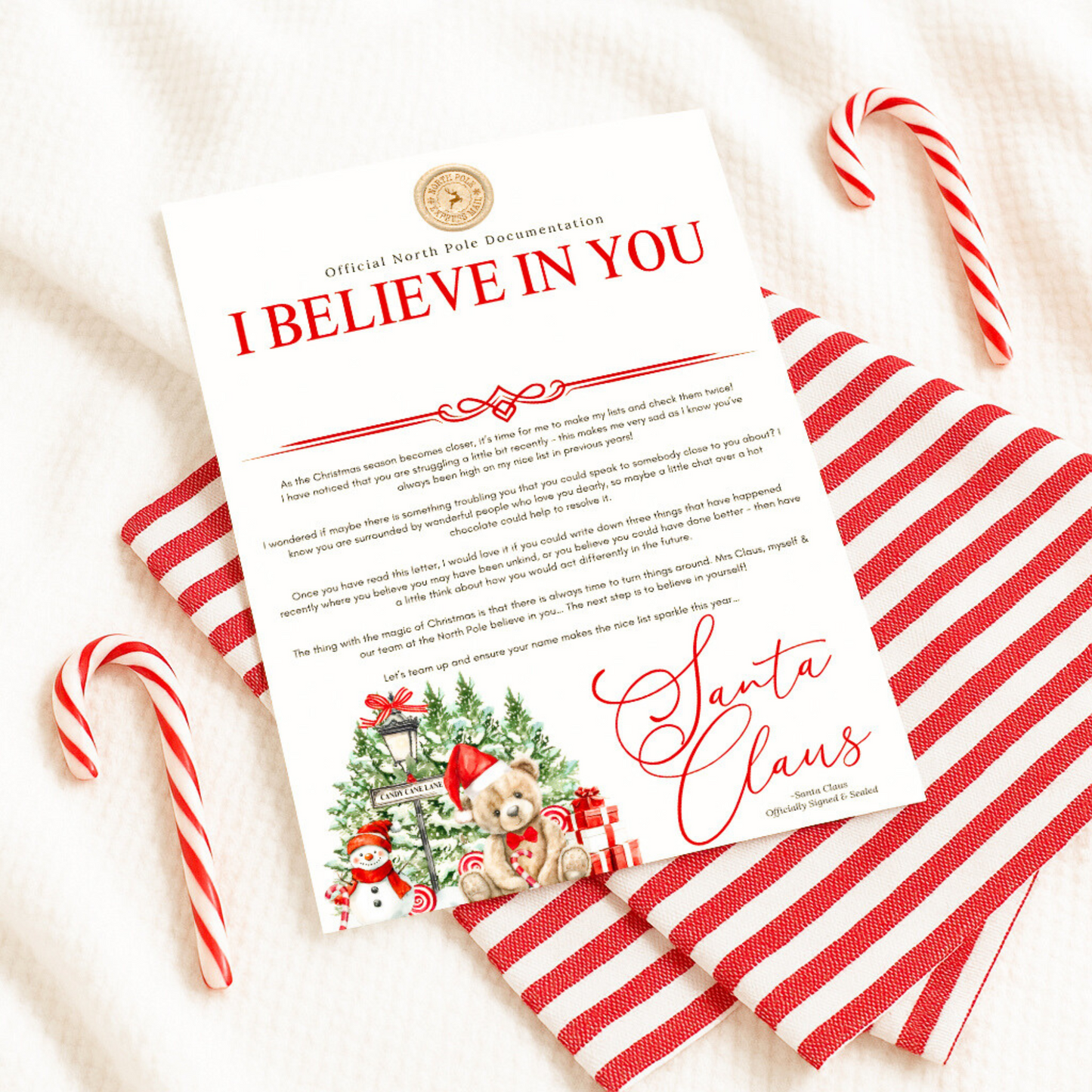 Santa Letters-Candy Cane Bears
