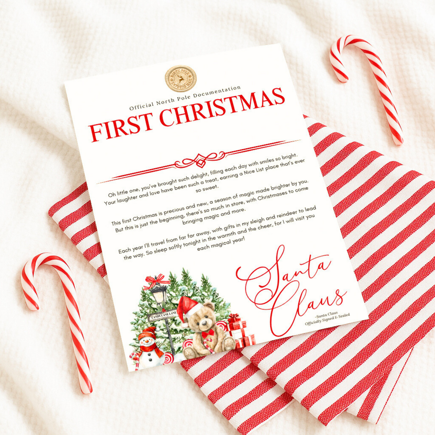 Santa Letters-Candy Cane Bears