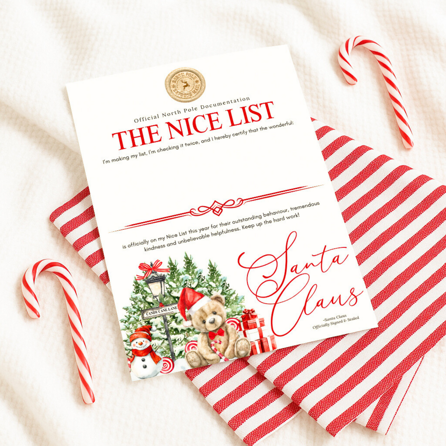 Santa Letters-Candy Cane Bears